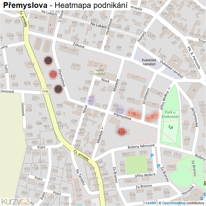 Mapa Přemyslova - Firmy v ulici.