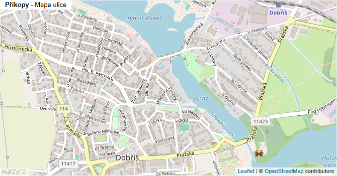 Příkopy - mapa ulice