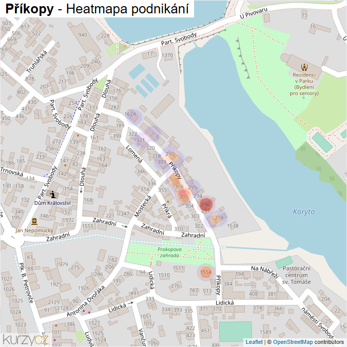Mapa Příkopy - Firmy v ulici.