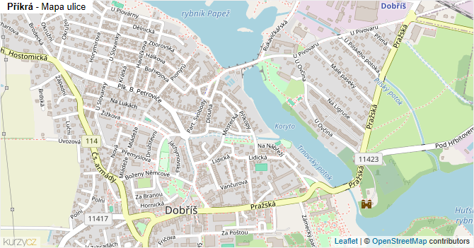 Příkrá - mapa ulice