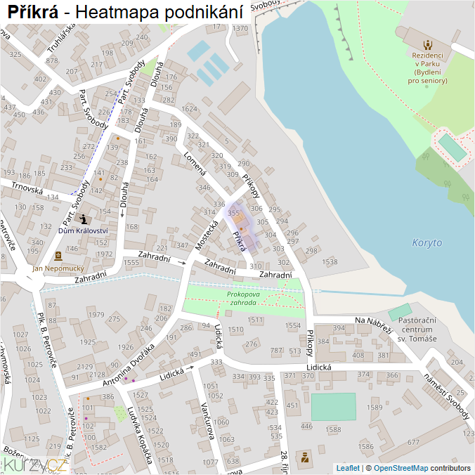 Mapa Příkrá - Firmy v ulici.