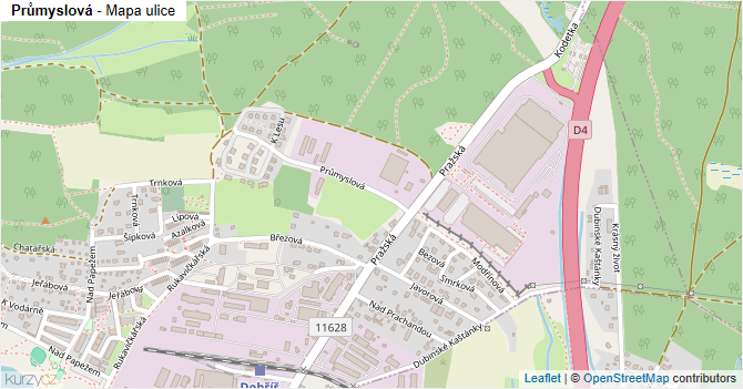 Průmyslová - mapa ulice