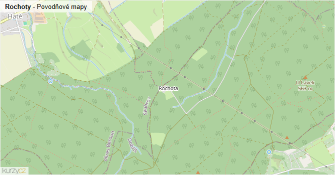 Rochoty - záplavové mapy stoleté vody
