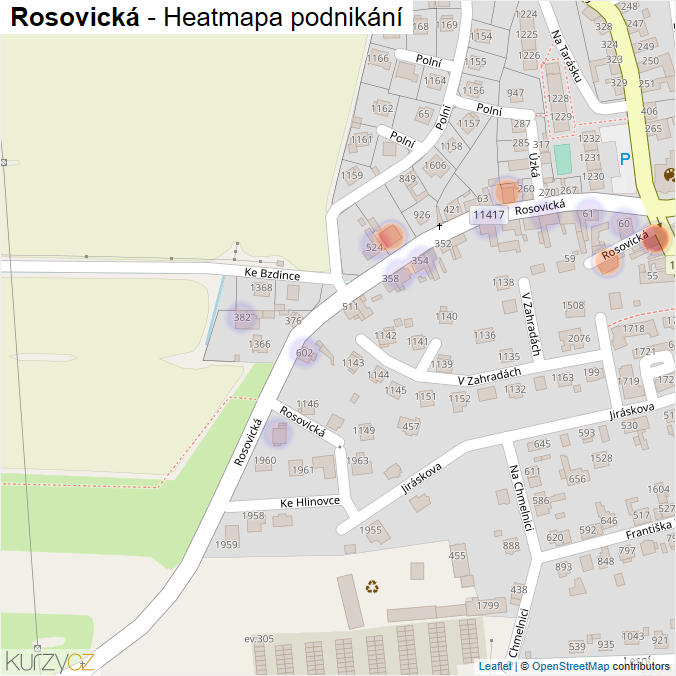 Mapa Rosovická - Firmy v ulici.