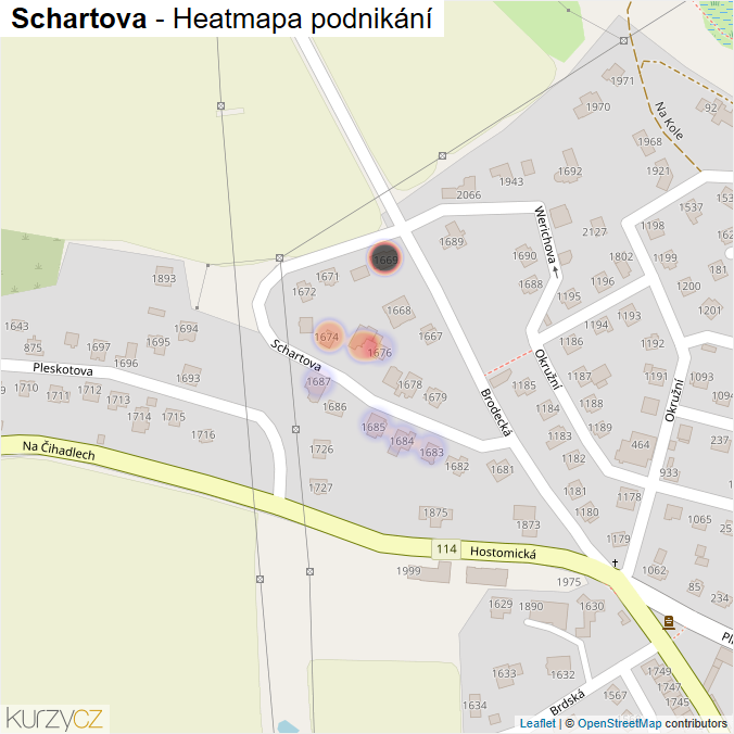 Mapa Schartova - Firmy v ulici.