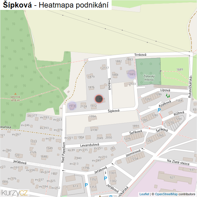 Mapa Šípková - Firmy v ulici.
