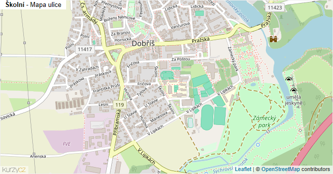 Školní - mapa ulice