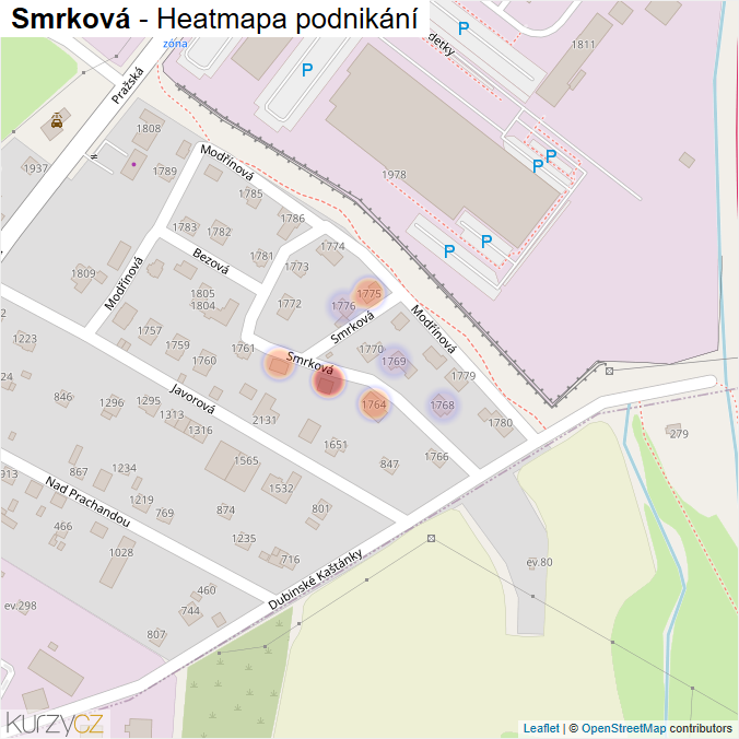 Mapa Smrková - Firmy v ulici.