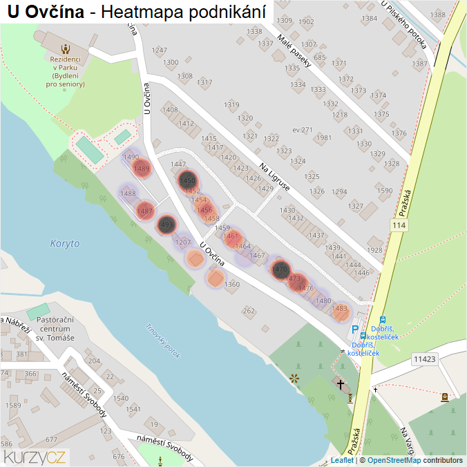 Mapa U Ovčína - Firmy v ulici.