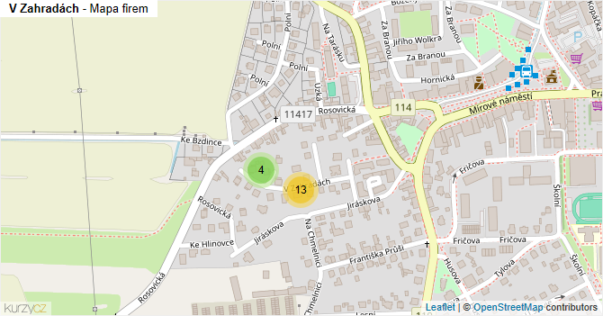 V Zahradách - mapa firem