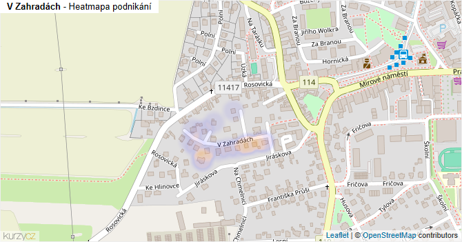 V Zahradách - mapa podnikání