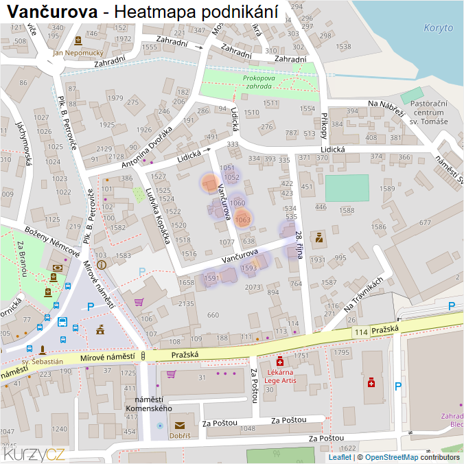 Mapa Vančurova - Firmy v ulici.