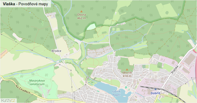 Vlaška - záplavové mapy stoleté vody