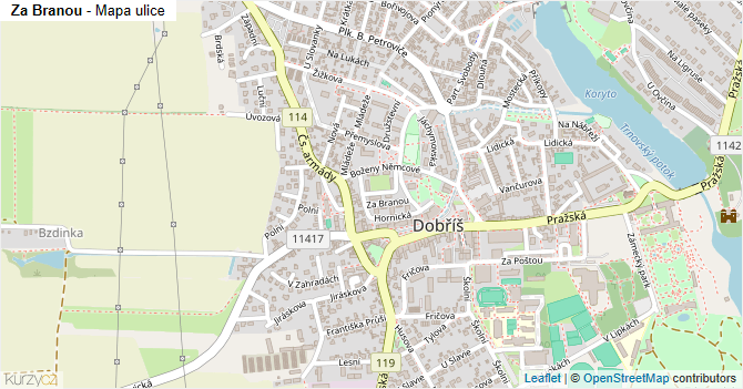 Za Branou - mapa ulice