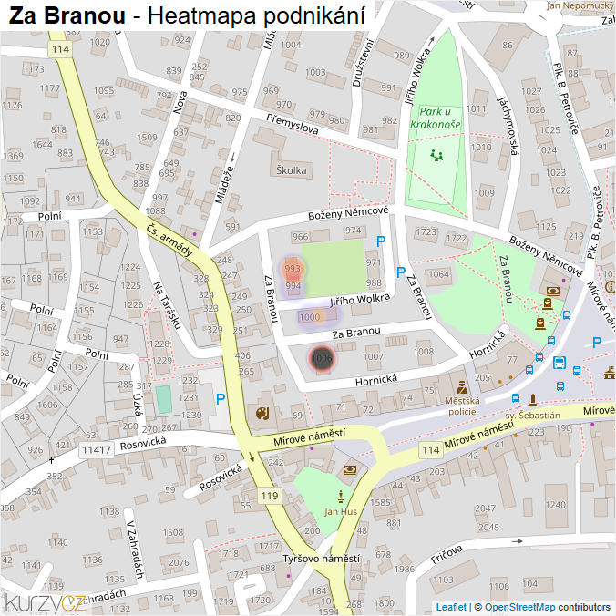 Mapa Za Branou - Firmy v ulici.