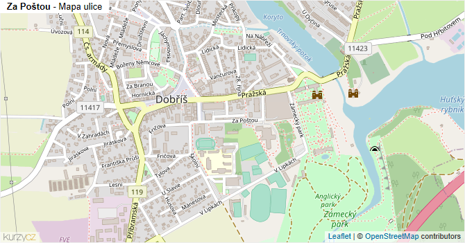 Za Poštou - mapa ulice