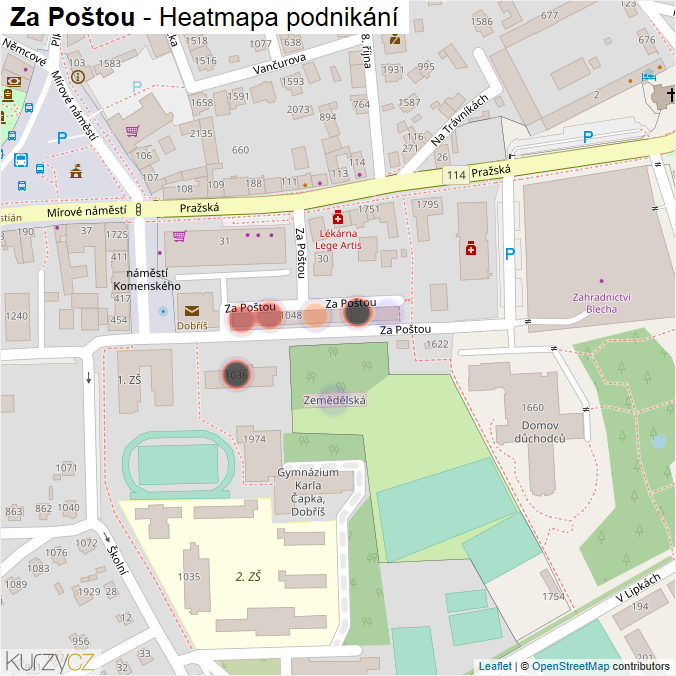 Mapa Za Poštou - Firmy v ulici.