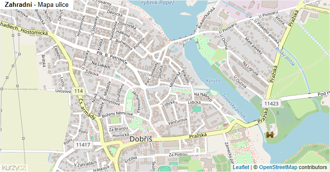 Zahradní - mapa ulice