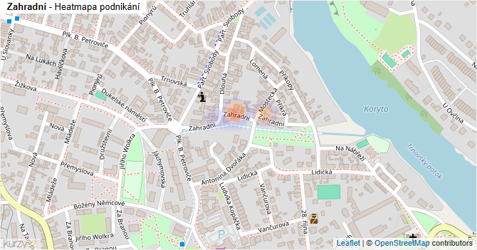 Zahradní - mapa podnikání