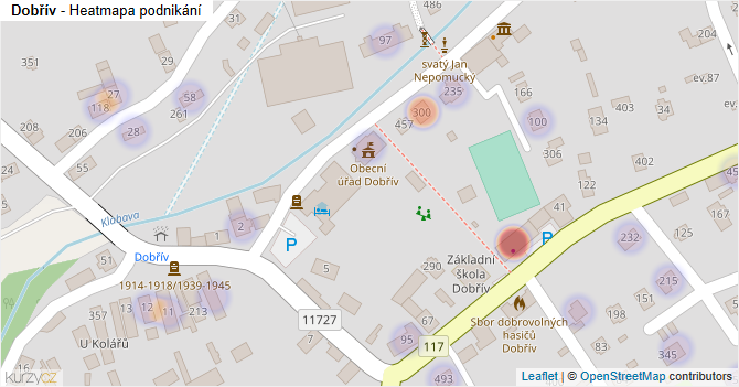 Dobřív - mapa podnikání