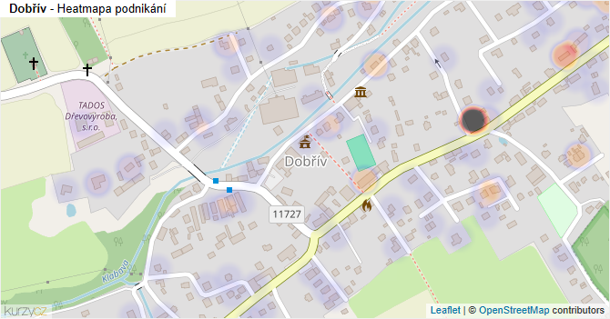 Dobřív - mapa podnikání