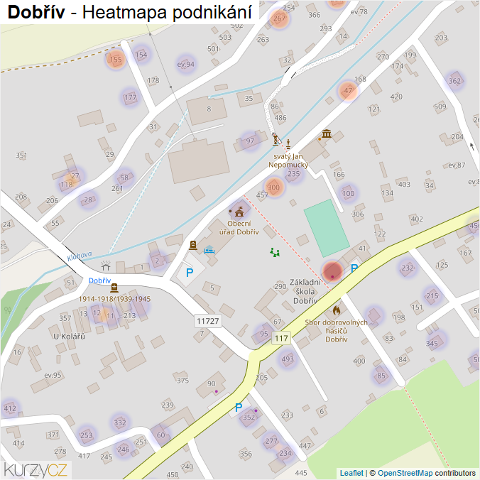 Mapa Dobřív - Firmy v části obce.