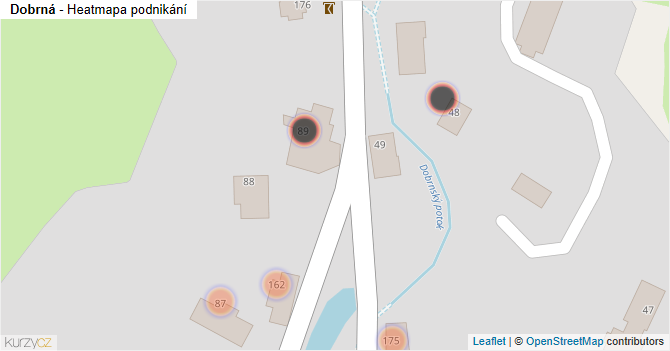 Dobrná - mapa podnikání