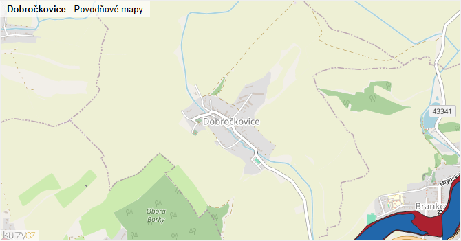 Dobročkovice - záplavové mapy stoleté vody