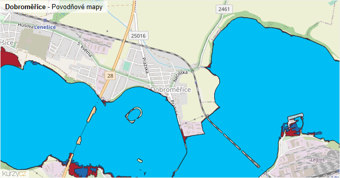 Dobroměřice - záplavové mapy stoleté vody