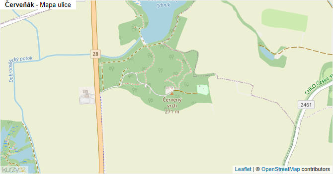 Červeňák - mapa ulice
