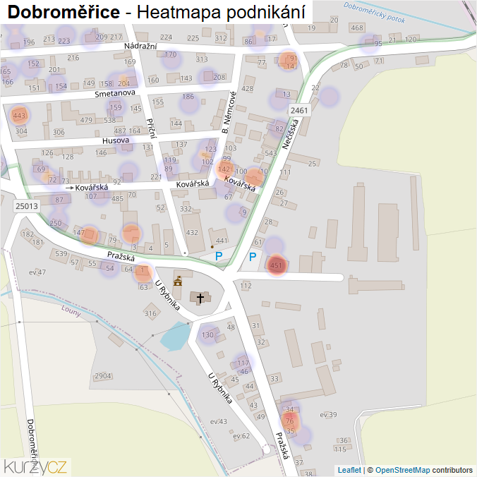 Mapa Dobroměřice - Firmy v části obce.