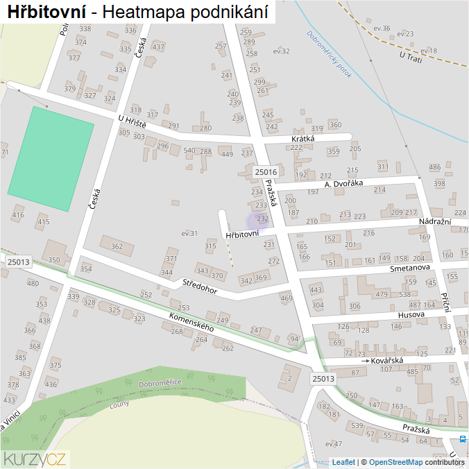 Mapa Hřbitovní - Firmy v ulici.