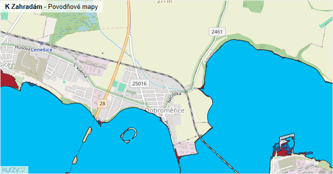 K Zahradám - záplavové mapy stoleté vody
