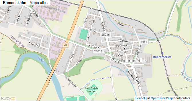 Komenského - mapa ulice