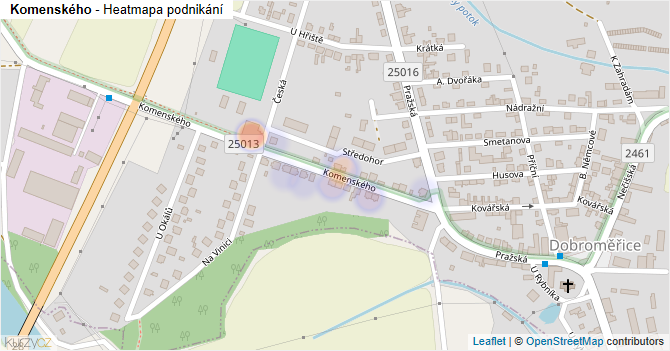 Komenského - mapa podnikání