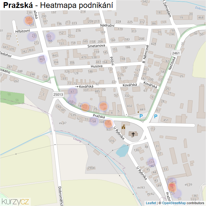 Mapa Pražská - Firmy v ulici.