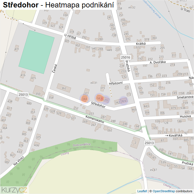 Mapa Středohor - Firmy v ulici.