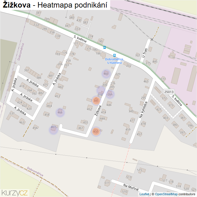Mapa Žižkova - Firmy v ulici.