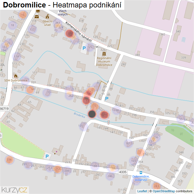 Mapa Dobromilice - Firmy v části obce.