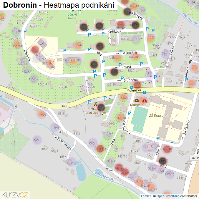 Mapa Dobronín - Firmy v obci.