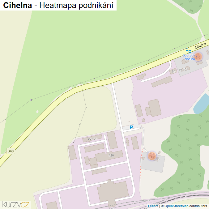 Mapa Cihelna - Firmy v ulici.