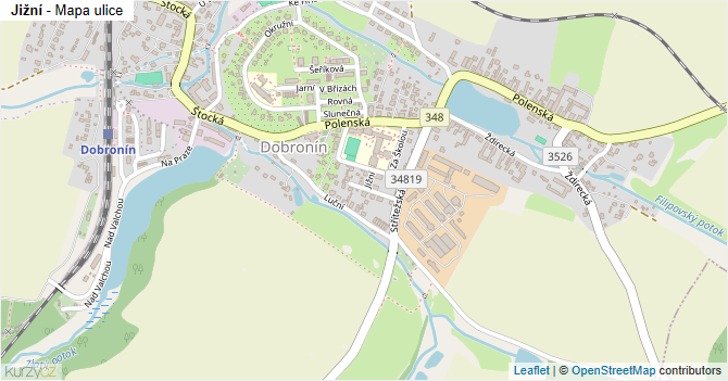 Jižní - mapa ulice