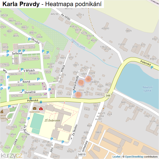 Mapa Karla Pravdy - Firmy v ulici.