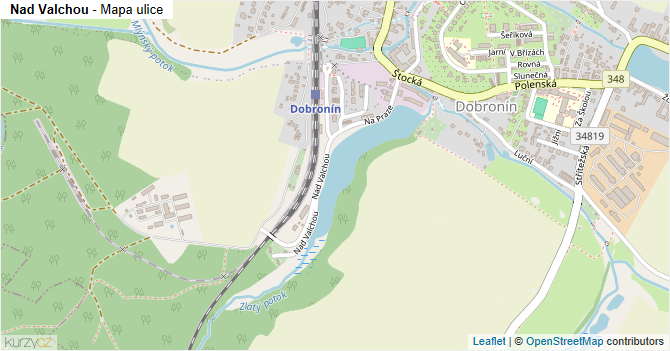Nad Valchou - mapa ulice