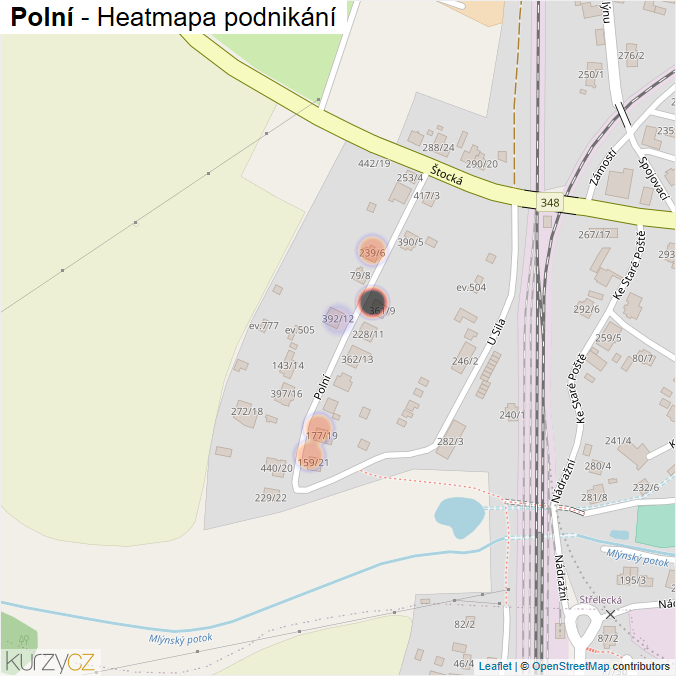 Mapa Polní - Firmy v ulici.