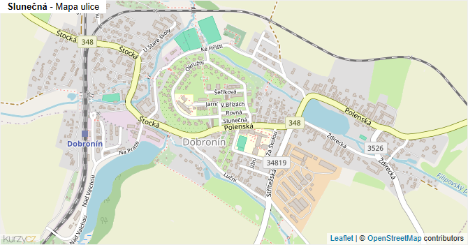 Slunečná - mapa ulice