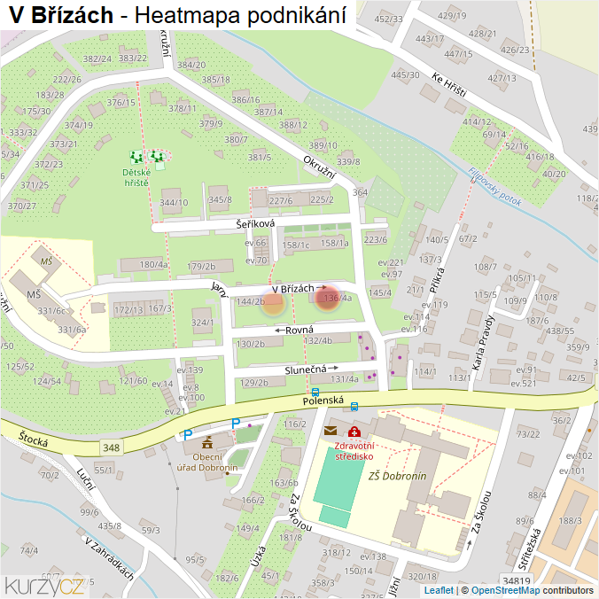 Mapa V Břízách - Firmy v ulici.