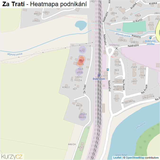 Mapa Za Tratí - Firmy v ulici.