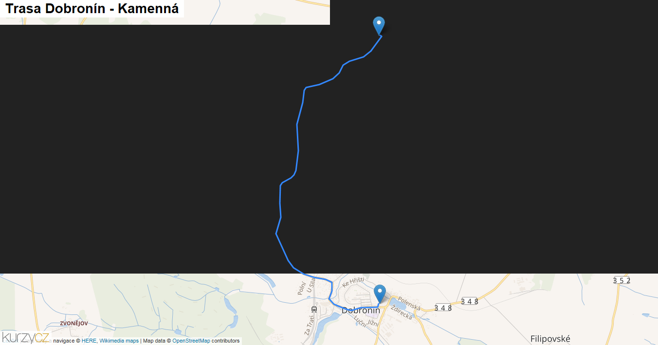 Dobronín-Kamenná, mapa trasy