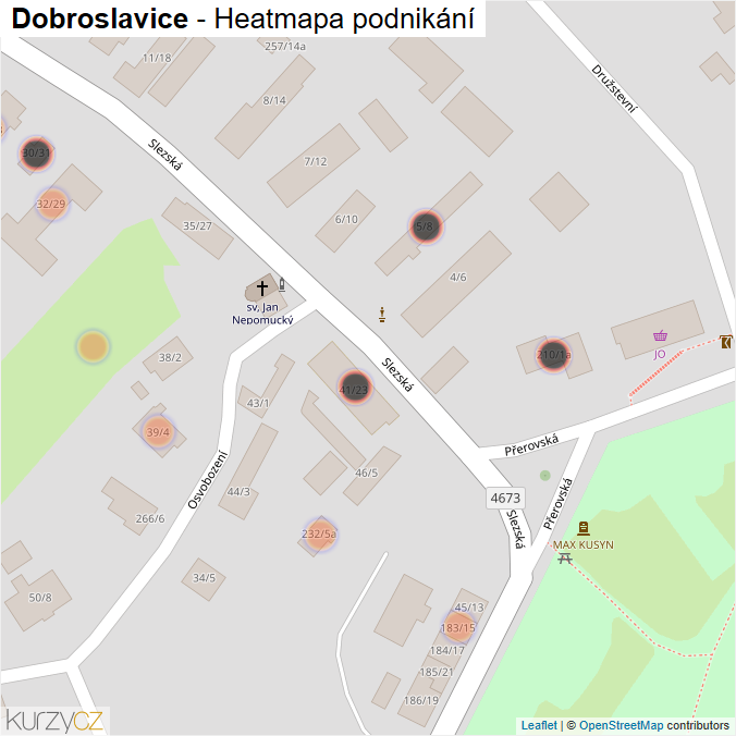 Mapa Dobroslavice - Firmy v obci.